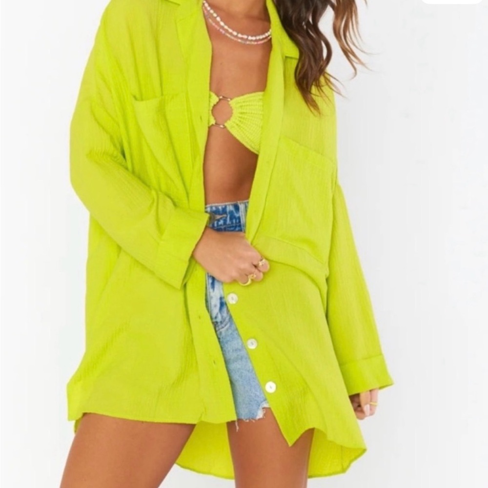 Show Me Your MuMu John’s Button Down Oversized Citrine Gauze Shirt Size Medium